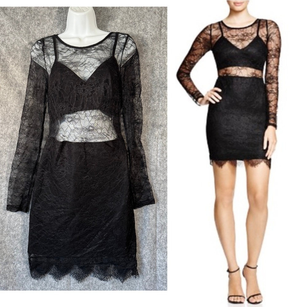 Lucy Paris Lace Dress Womens Medium Coquette Witchy Whimsigoth Sheer Black